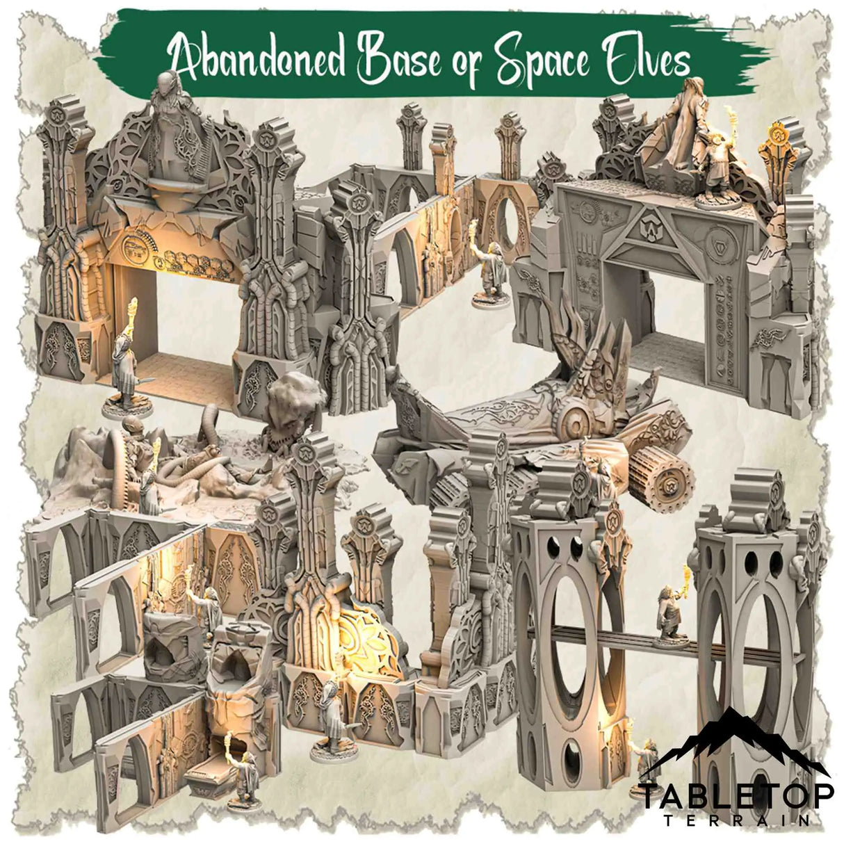 Tabletop Terrain Dungeon Terrain 32mm / Abandoned Base of Space Elves full set Abandoned Base of Space Elves - Thematic Dungeon Terrain