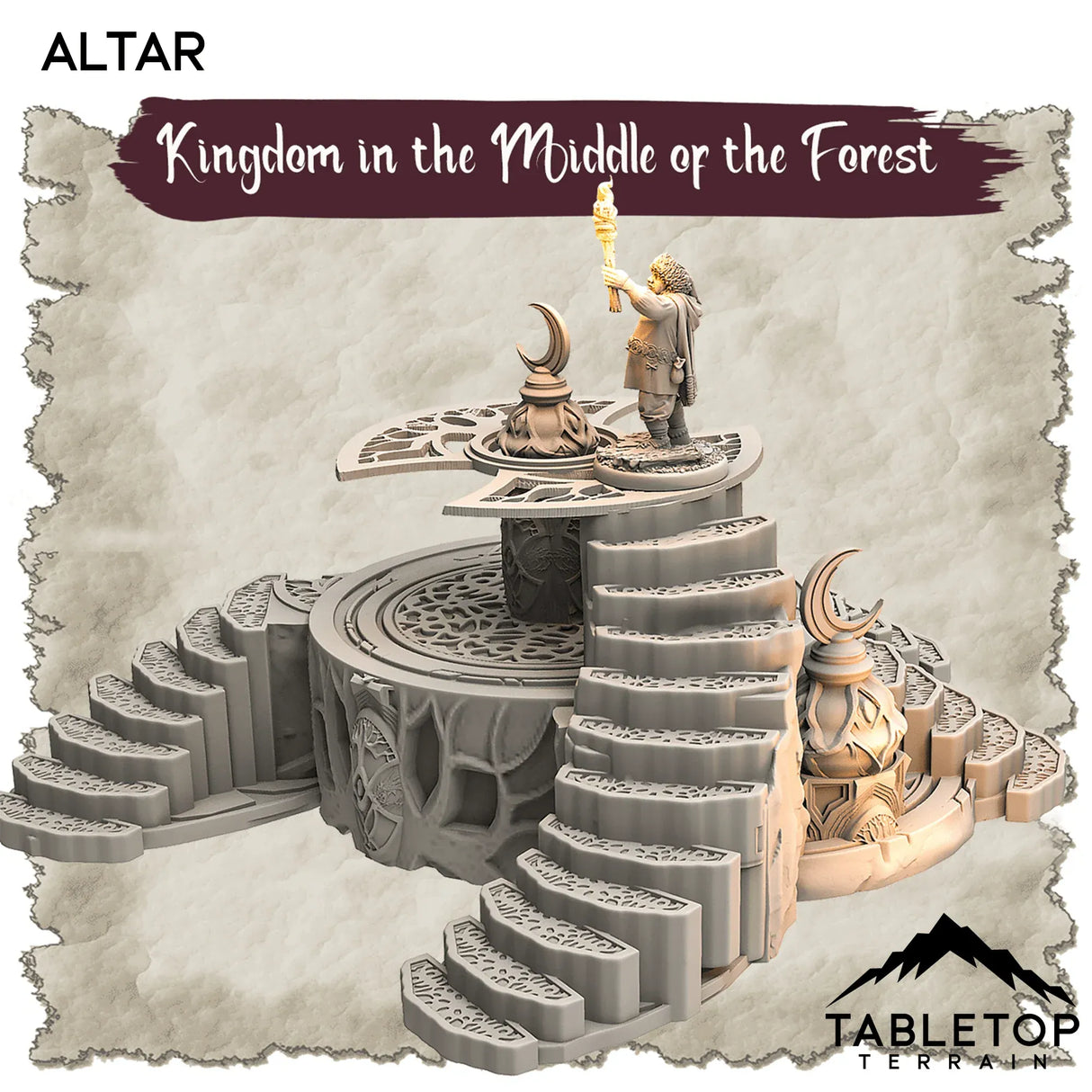 Tabletop Terrain Dungeon Terrain 32mm / Altar Kingdom in the Middle of the Forest - Thematic Dungeon Terrain