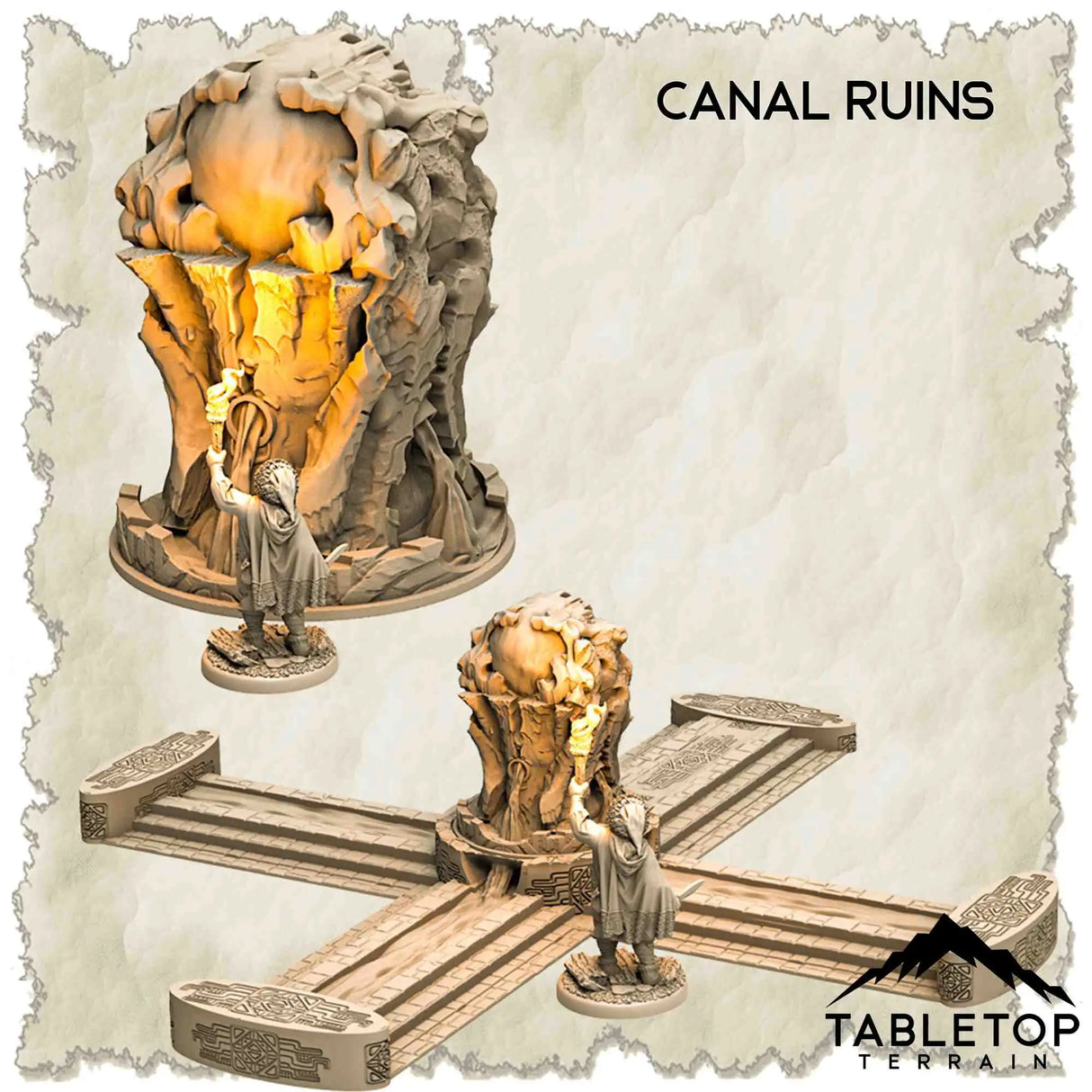 Tabletop Terrain Dungeon Terrain 32mm / Canal Ruins Sunken Ruins - Thematic Dungeon Terrain