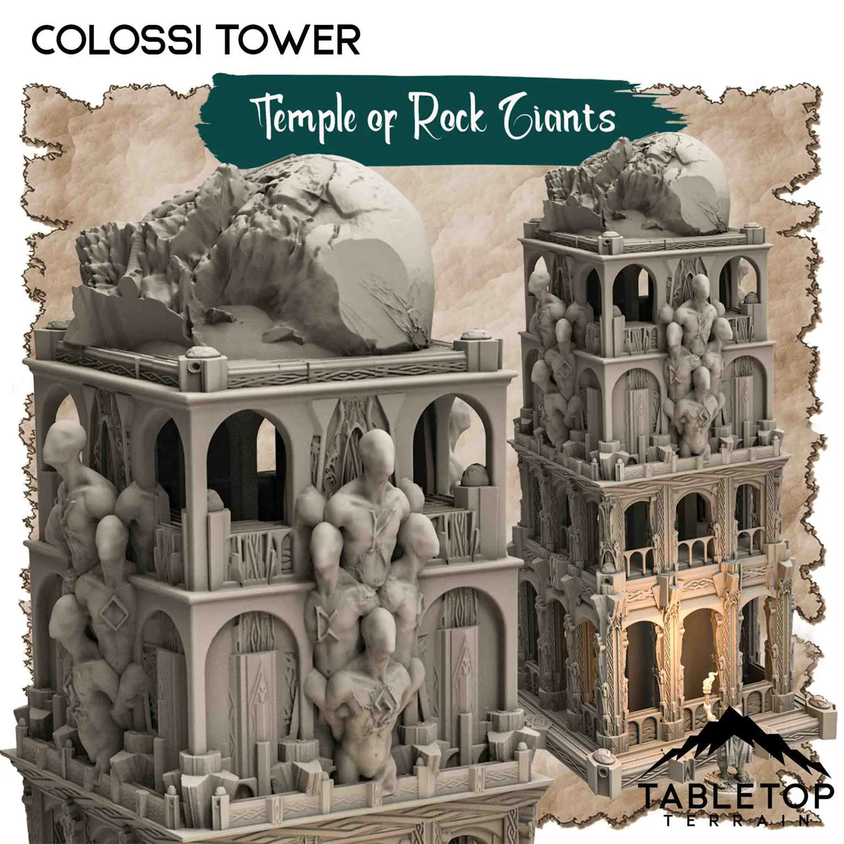 Tabletop Terrain Dungeon Terrain 32mm / Colossi Tower Temple of the Rock Giants - Thematic Dungeon Terrain