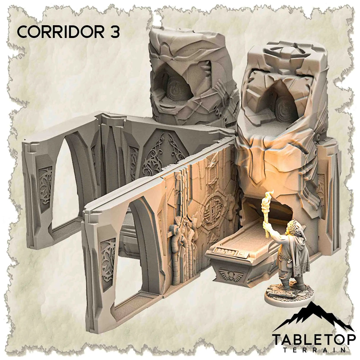 Tabletop Terrain Dungeon Terrain 32mm / Corridor 3 Abandoned Base of Space Elves - Thematic Dungeon Terrain