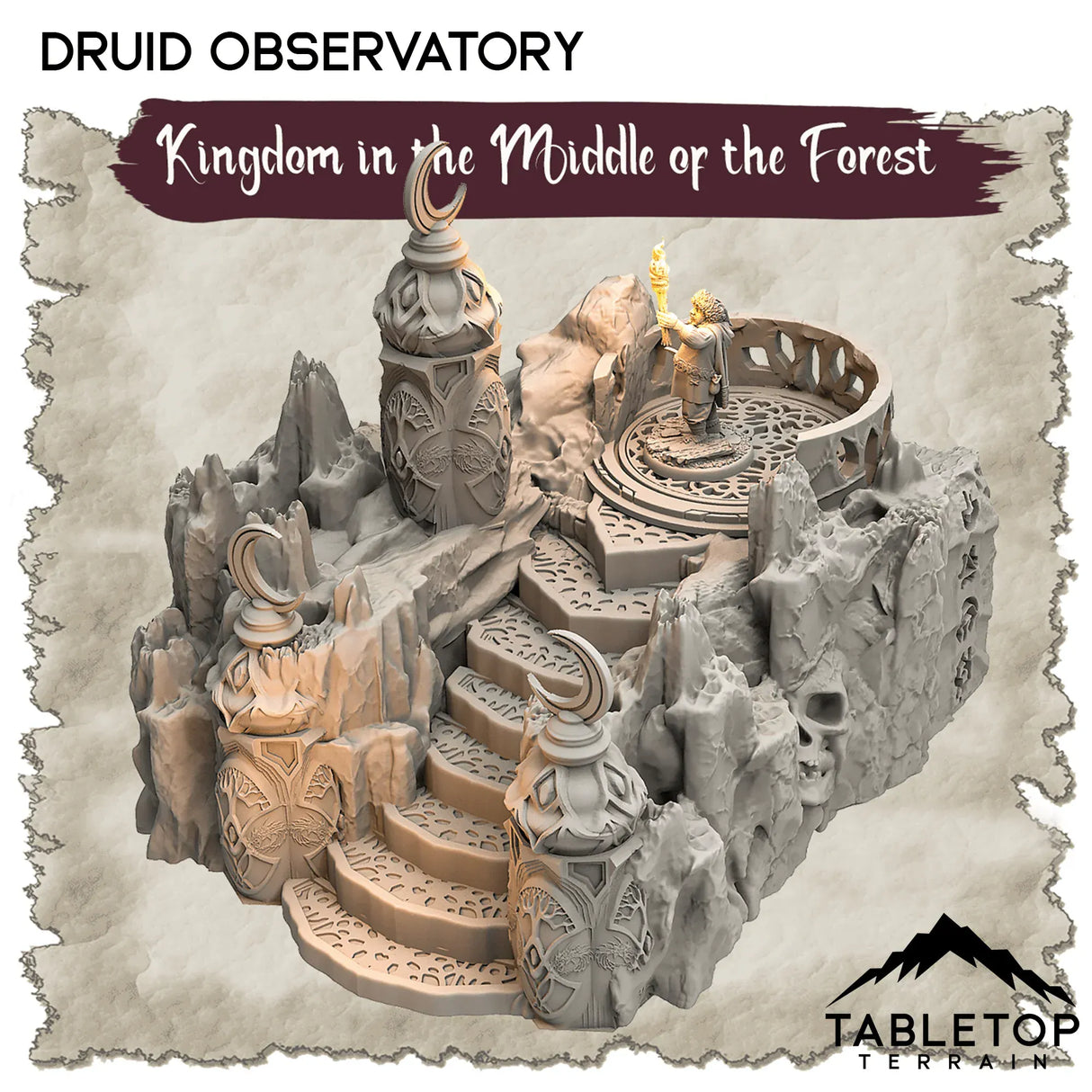 Tabletop Terrain Dungeon Terrain 32mm / Druid Observatory Kingdom in the Middle of the Forest - Thematic Dungeon Terrain