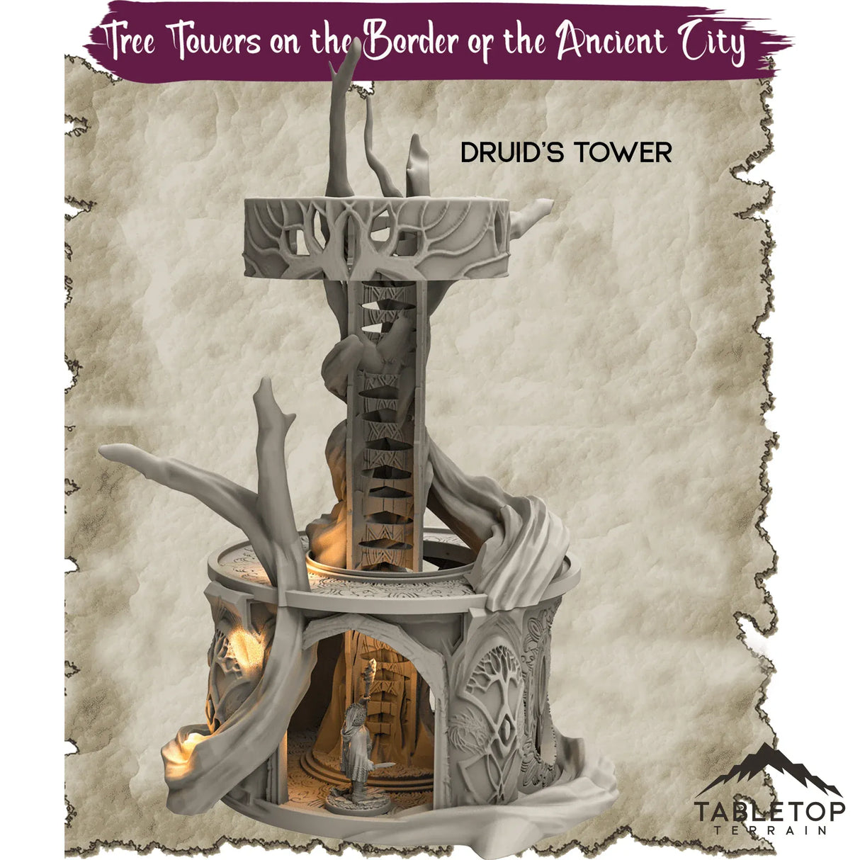 Tabletop Terrain Dungeon Terrain 32mm / Druid's Tower Tree Towers on the Border of the Ancient City - Thematic Dungeon Terrain