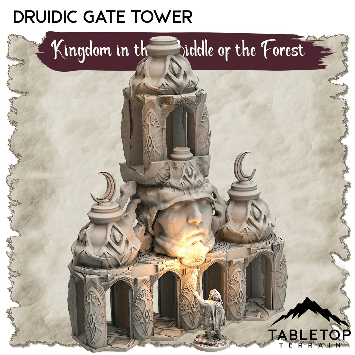 Tabletop Terrain Dungeon Terrain 32mm / Druidic Gate Tower Kingdom in the Middle of the Forest - Thematic Dungeon Terrain