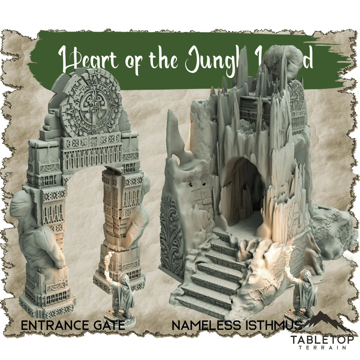 Tabletop Terrain Dungeon Terrain 32mm / Entrance Gate Heart of the Jungle Island - Thematic Dungeon Terrain