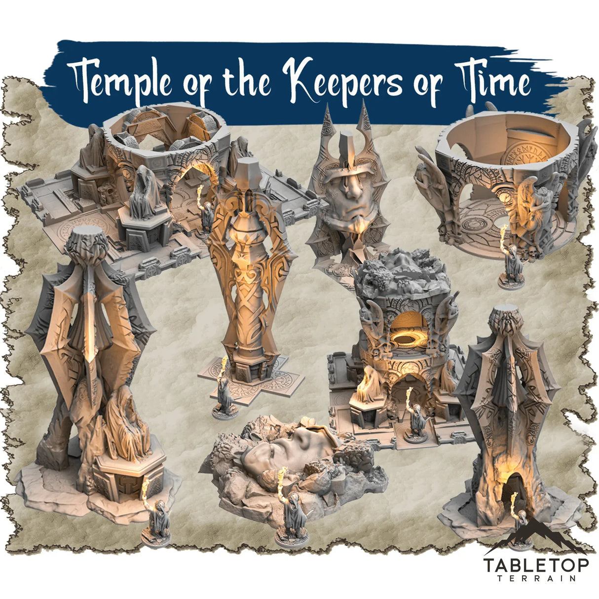 Tabletop Terrain Dungeon Terrain 32mm / Full Set Temple of the Keepers of Time - Thematic Dungeon Terrain