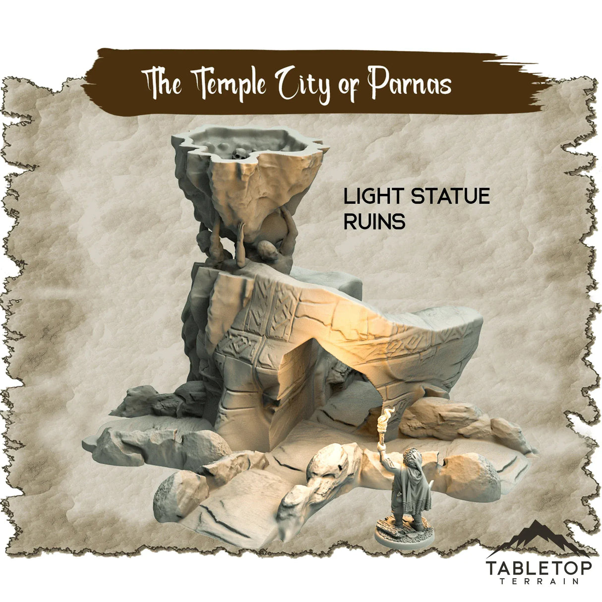 Tabletop Terrain Dungeon Terrain 32mm / Light Statue Ruins The Temple City of Parnas - Thematic Dungeon Terrain