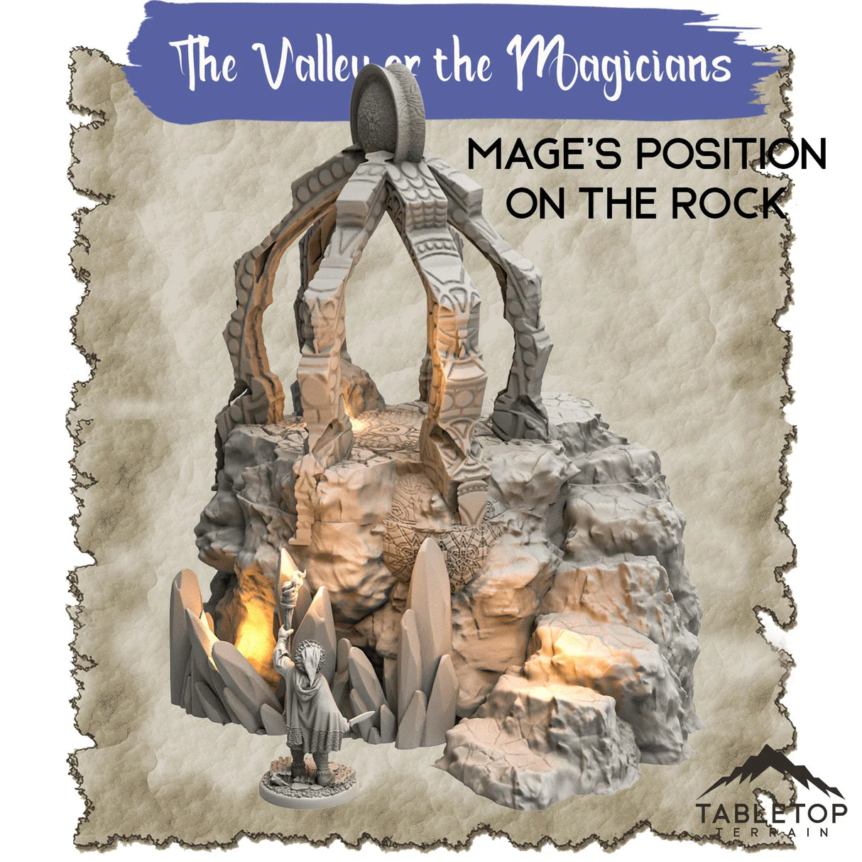 Tabletop Terrain Dungeon Terrain 32mm / Mage's Position on the Rock The Valley of Magicians - Thematic Dungeon Terrain