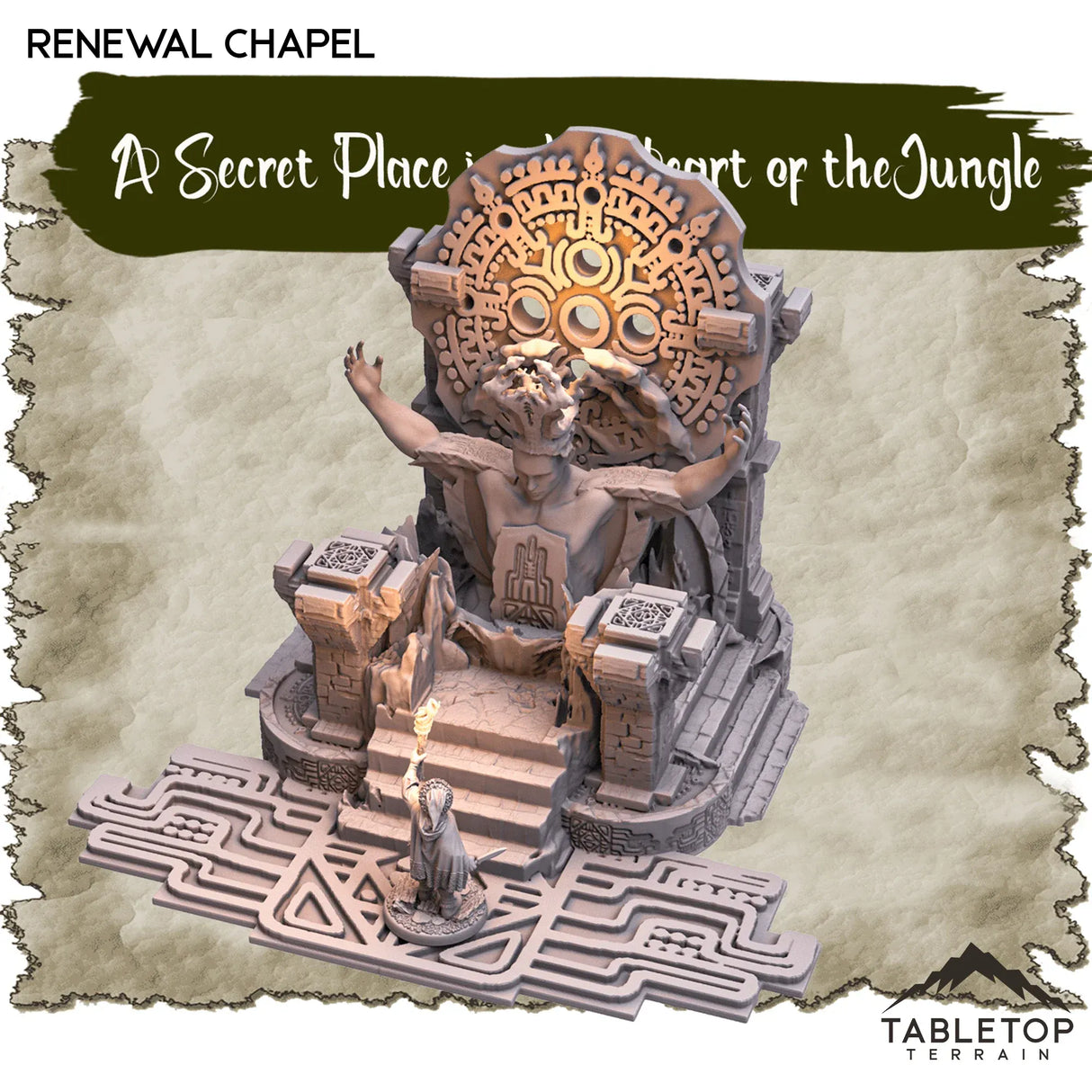 Tabletop Terrain Dungeon Terrain 32mm / Renewal Chapel A Secret Place in the Heart of the Jungle - Thematic Dungeon Terrain
