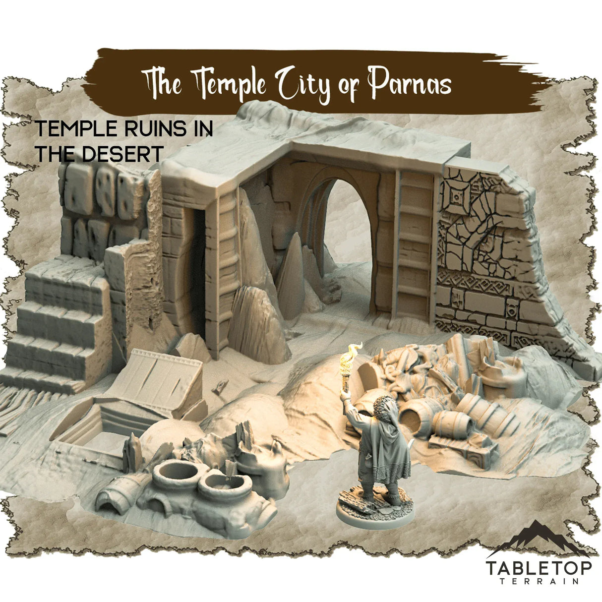 Tabletop Terrain Dungeon Terrain 32mm / Temple Ruins in the Desert The Temple City of Parnas - Thematic Dungeon Terrain