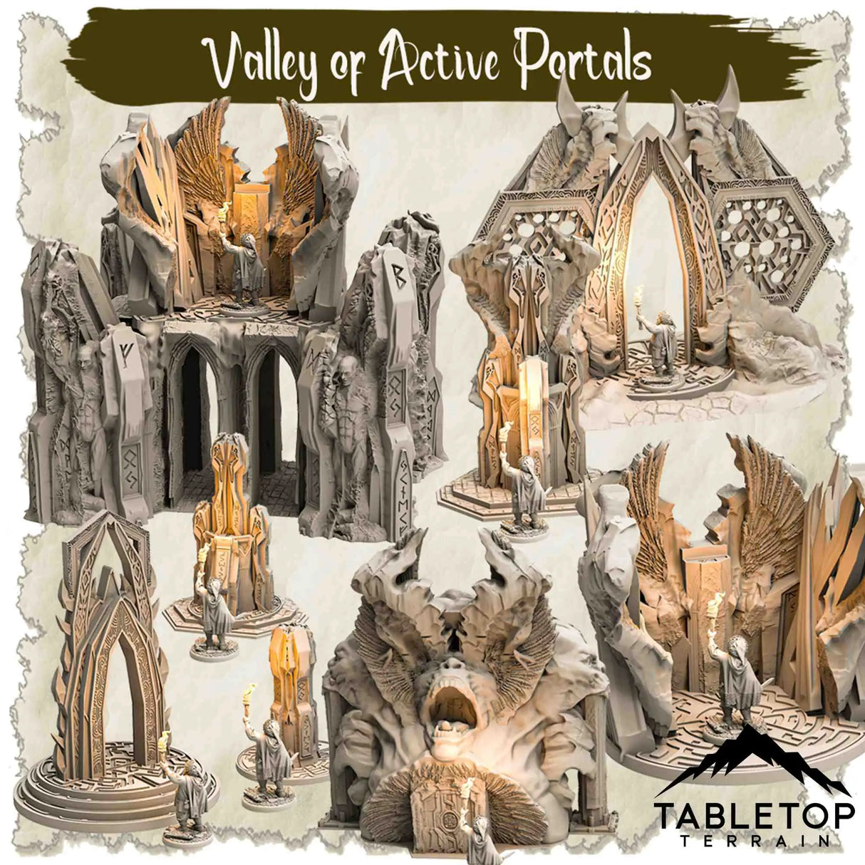Tabletop Terrain Dungeon Terrain 32mm / Valley of Active Portals full set Valley of Active Portals - Thematic Dungeon Terrain