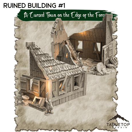 Tabletop Terrain Dungeon Terrain A Cursed Town on the Edge of the Forest - Thematic Dungeon Terrain