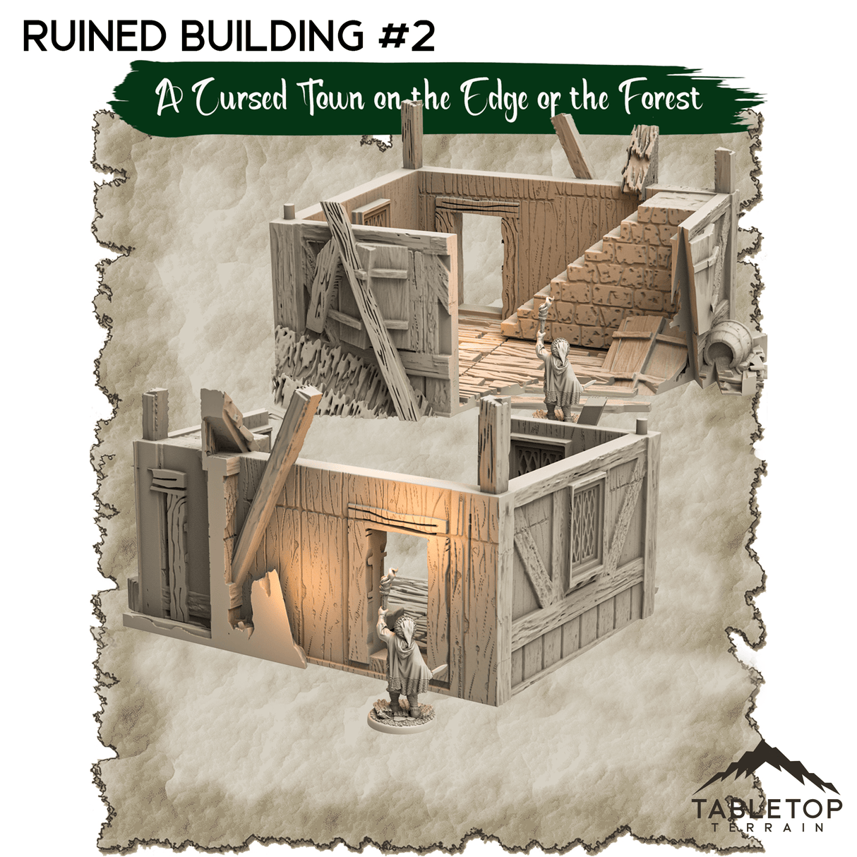 Tabletop Terrain Dungeon Terrain A Cursed Town on the Edge of the Forest - Thematic Dungeon Terrain