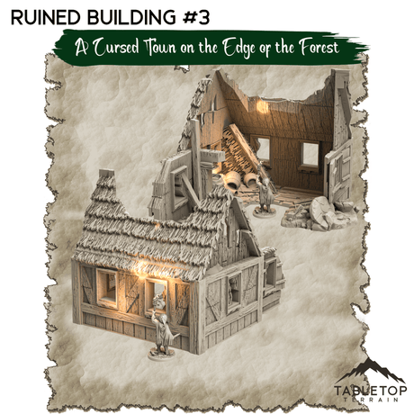 Tabletop Terrain Dungeon Terrain A Cursed Town on the Edge of the Forest - Thematic Dungeon Terrain