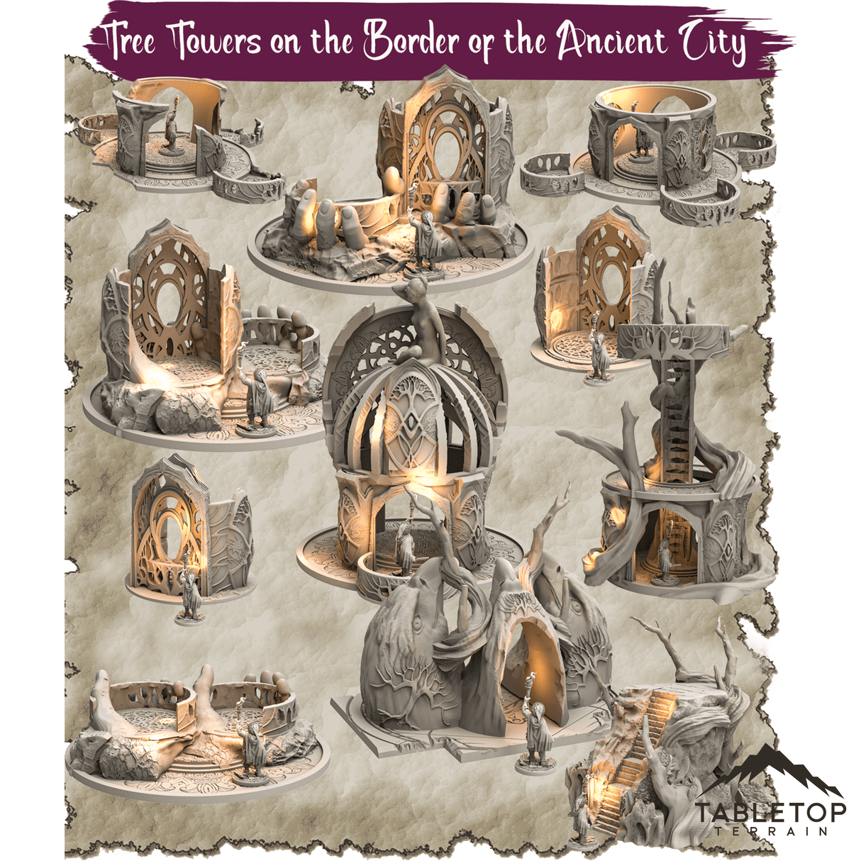 Tabletop Terrain Dungeon Terrain Tree Towers on the Border of the Ancient City - Thematic Dungeon Terrain