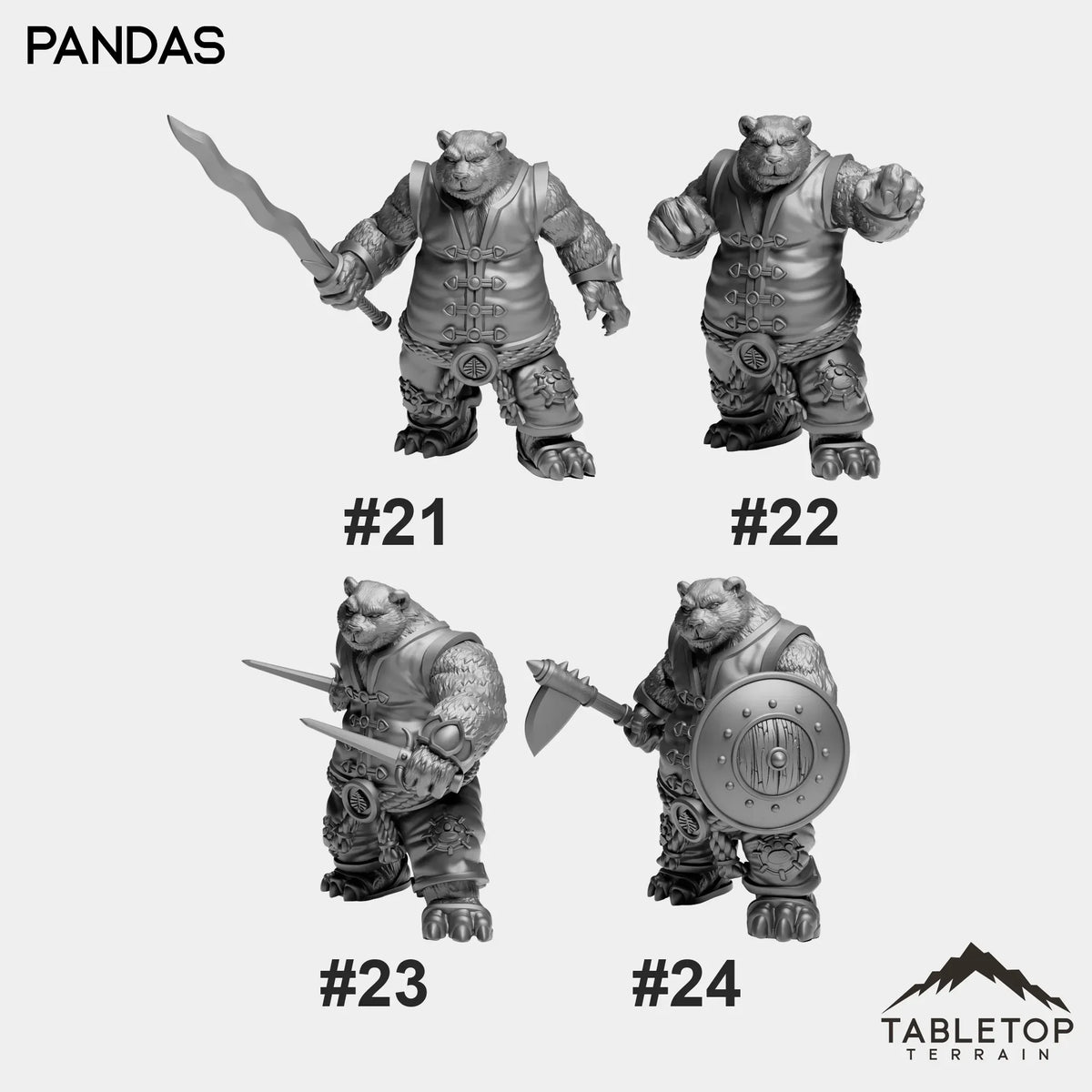 Tabletop Terrain Miniature #21 Panda Starter - 2H Sword Pandas Bundle