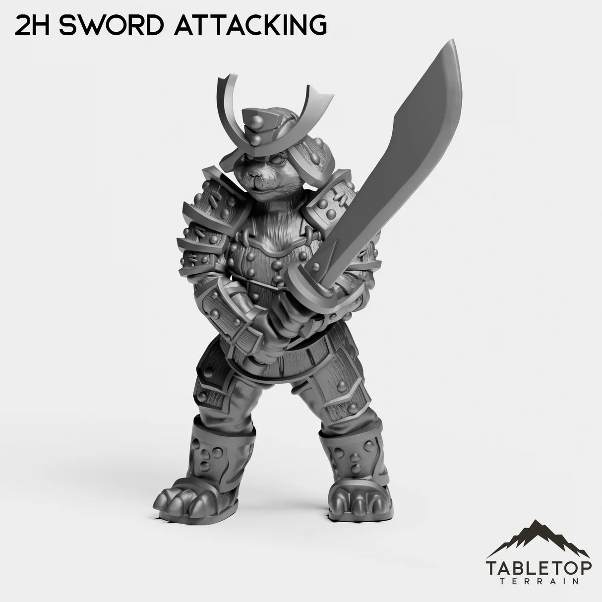 Tabletop Terrain Miniature 2H Sword Attacking Panda Heavy Female