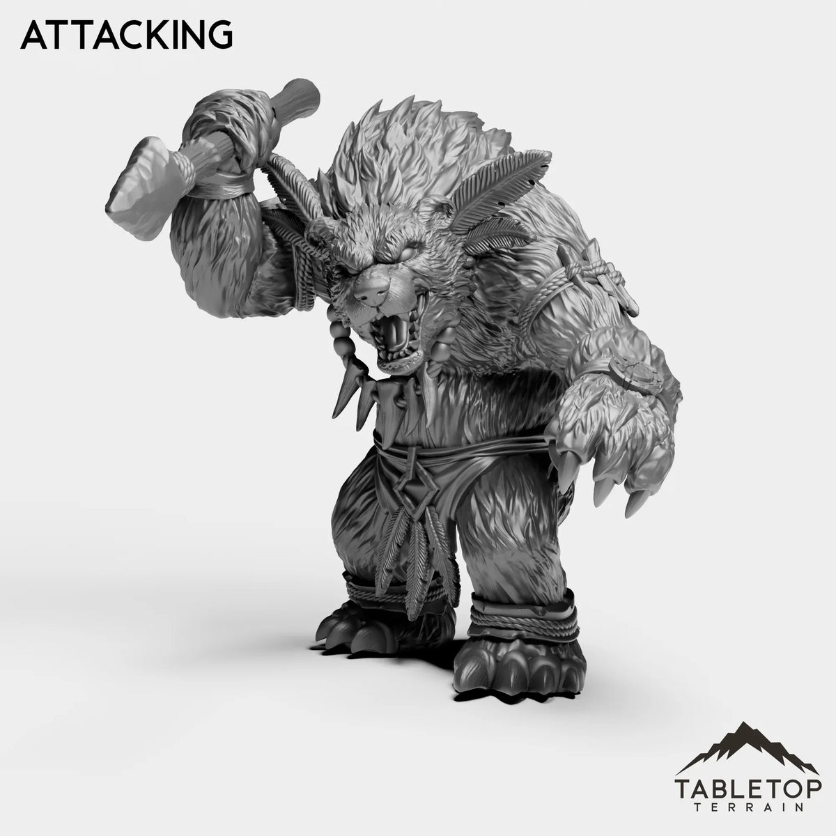 Tabletop Terrain Miniature Attacking Furbolg With Spear