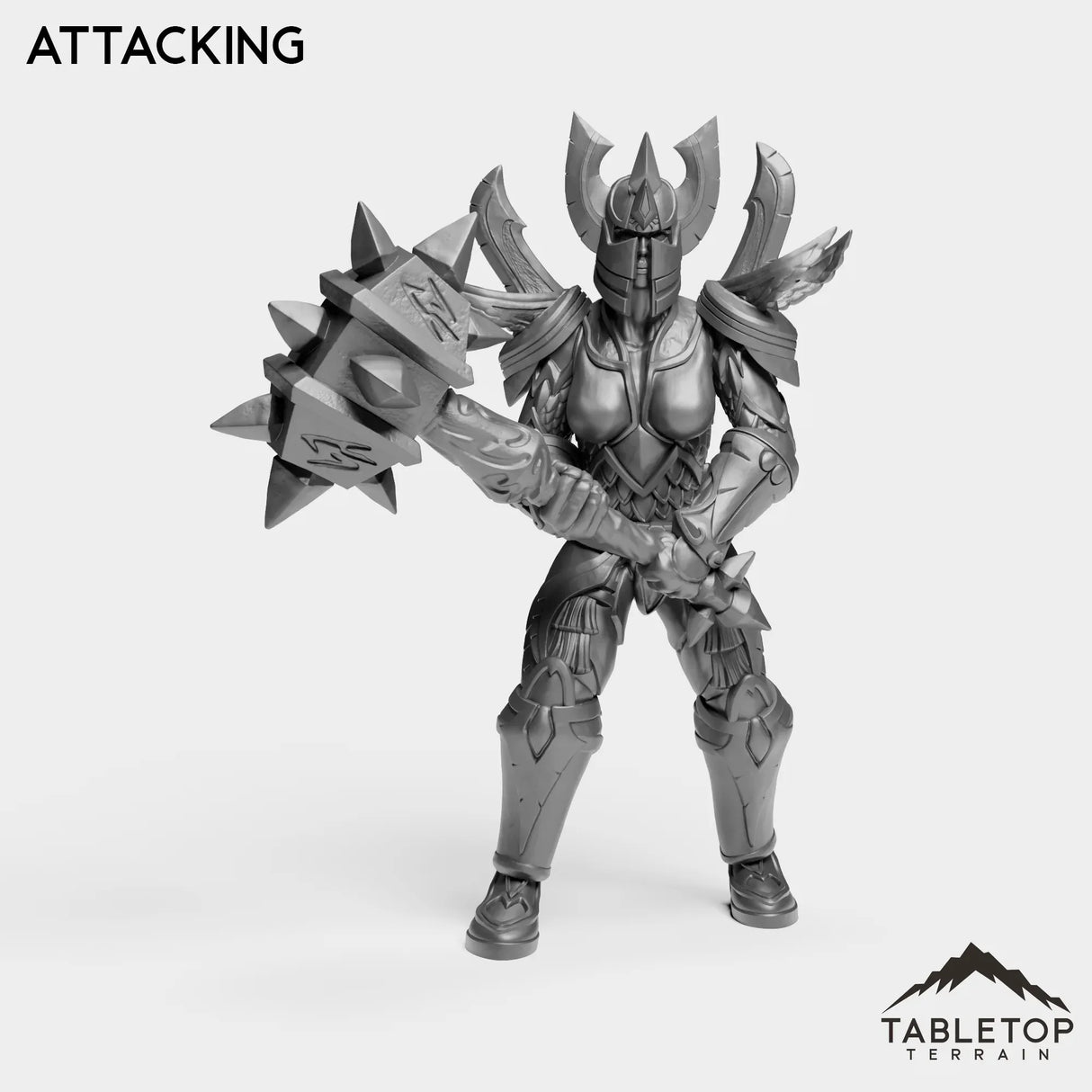 Tabletop Terrain Miniature Attacking Human Paladin Tier 1 Female