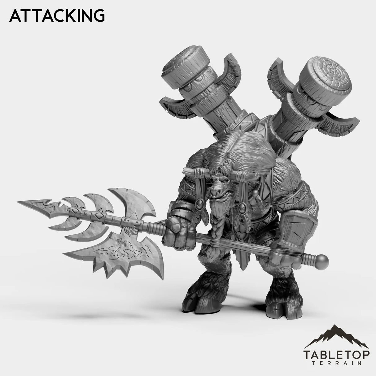 Tabletop Terrain Miniature Attacking Mountain Minotaur Leader