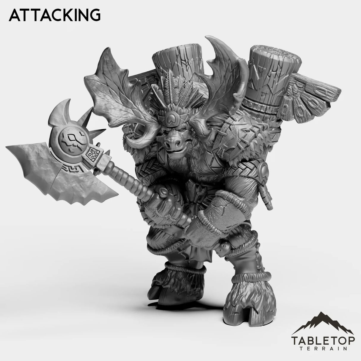 Tabletop Terrain Miniature Attacking Mountain Minotaur Warrior