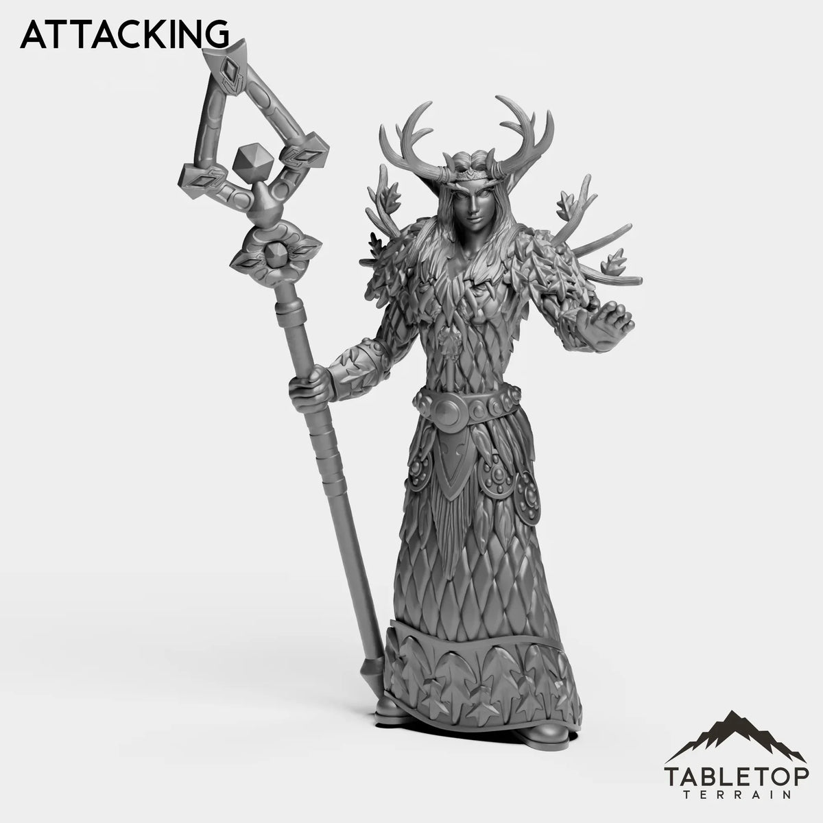 Tabletop Terrain Miniature Attacking Night Druid Female Tier 1