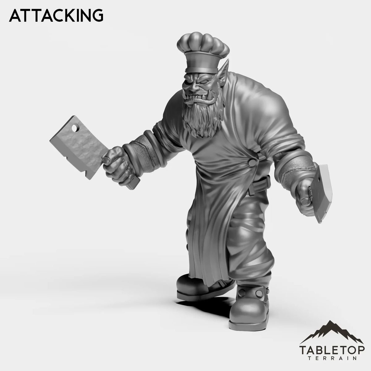 Tabletop Terrain Miniature Attacking Orc Chef
