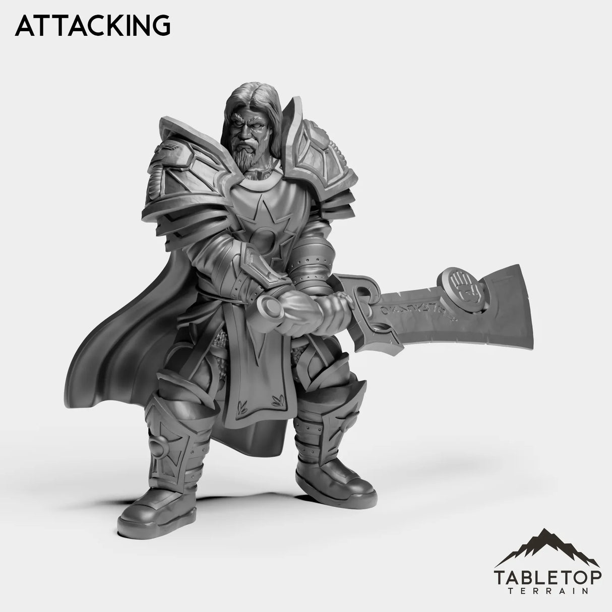 Tabletop Terrain Miniature Attacking Silver Paladin Crusader