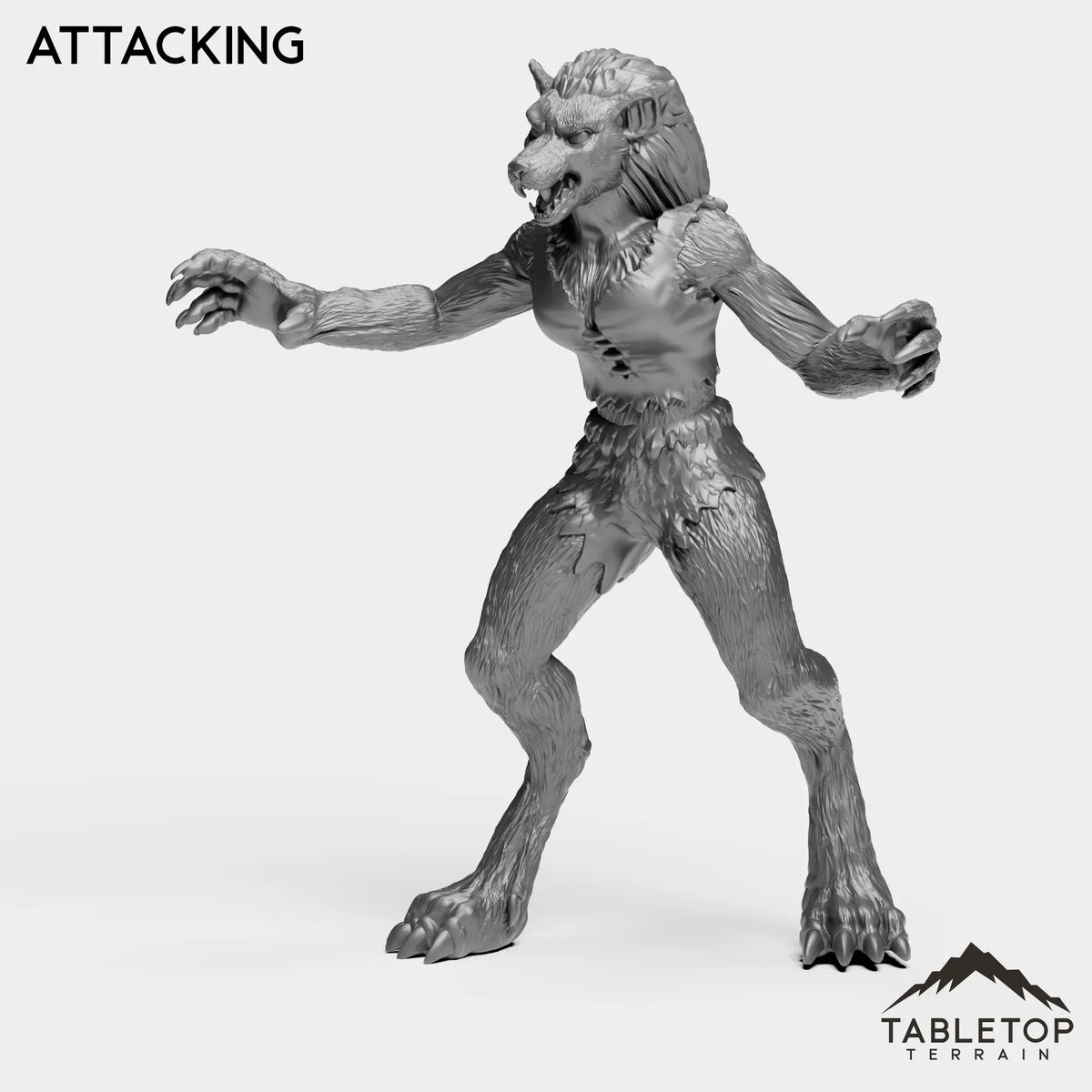 Tabletop Terrain Miniature Attacking Werewolf Feral Female
