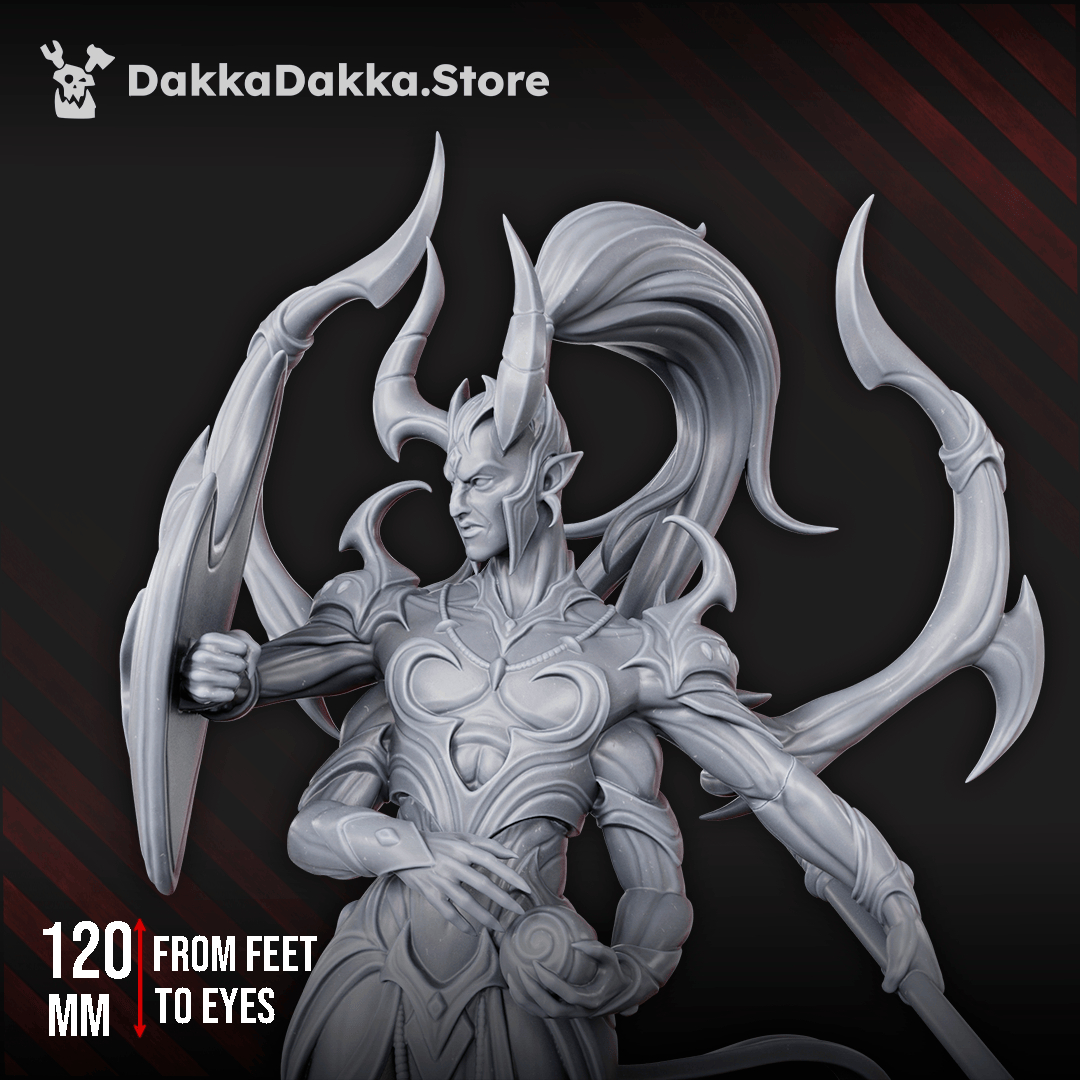 Tabletop Terrain Miniature Avatar of Lust with spear and shield