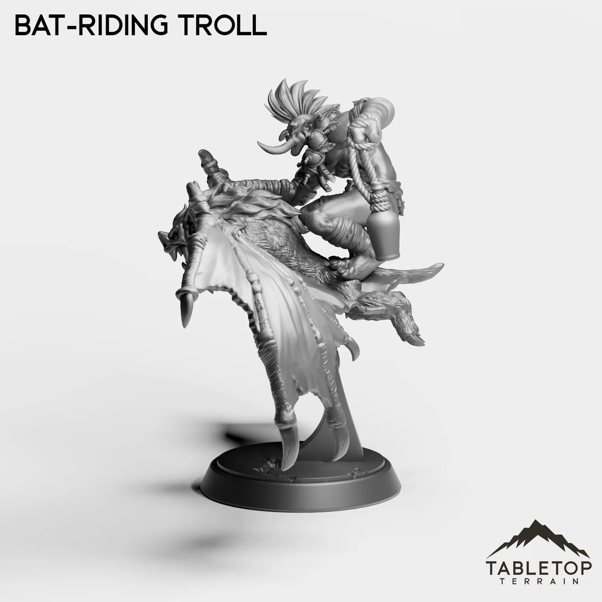 Tabletop Terrain Miniature Bat-Riding Troll