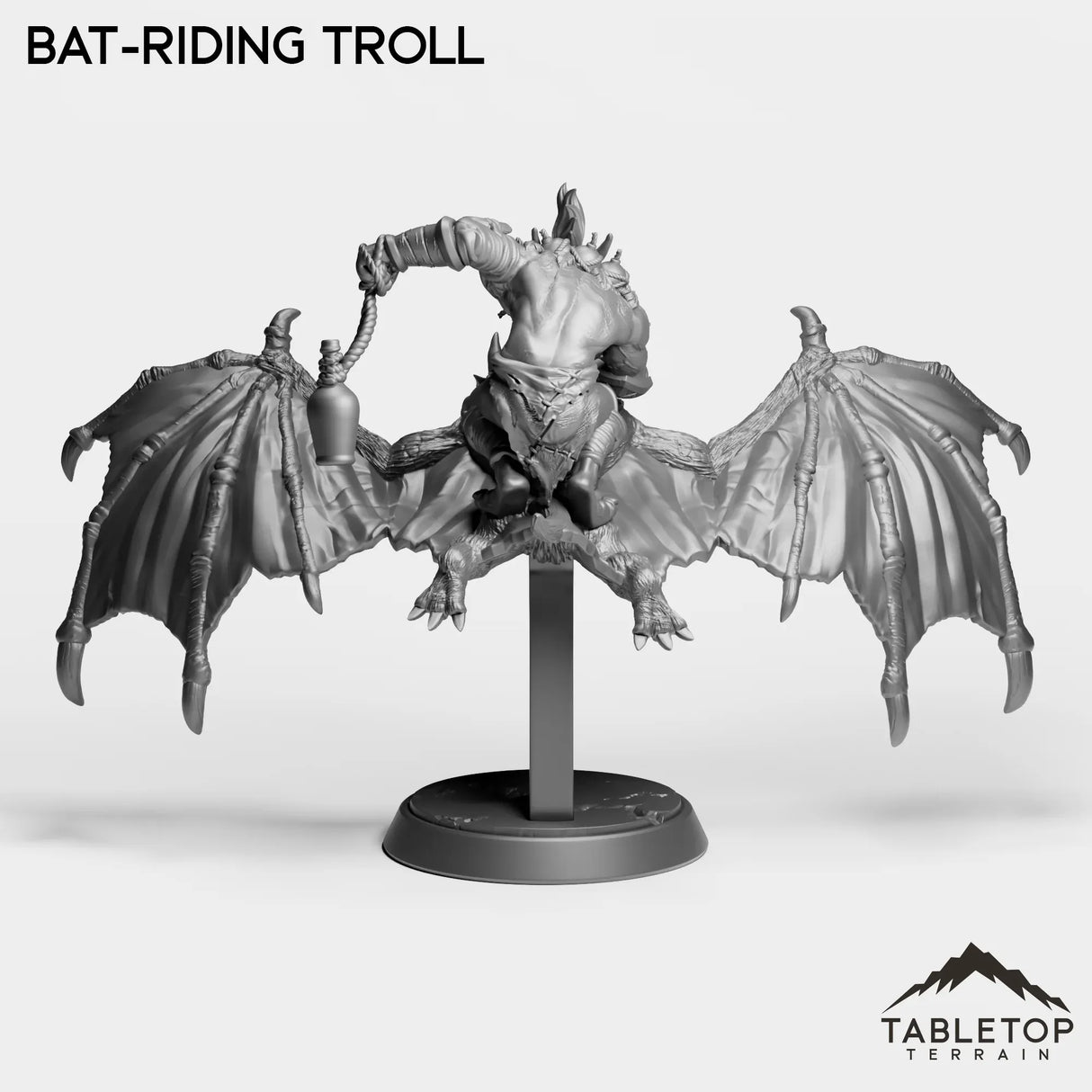 Tabletop Terrain Miniature Bat-Riding Troll