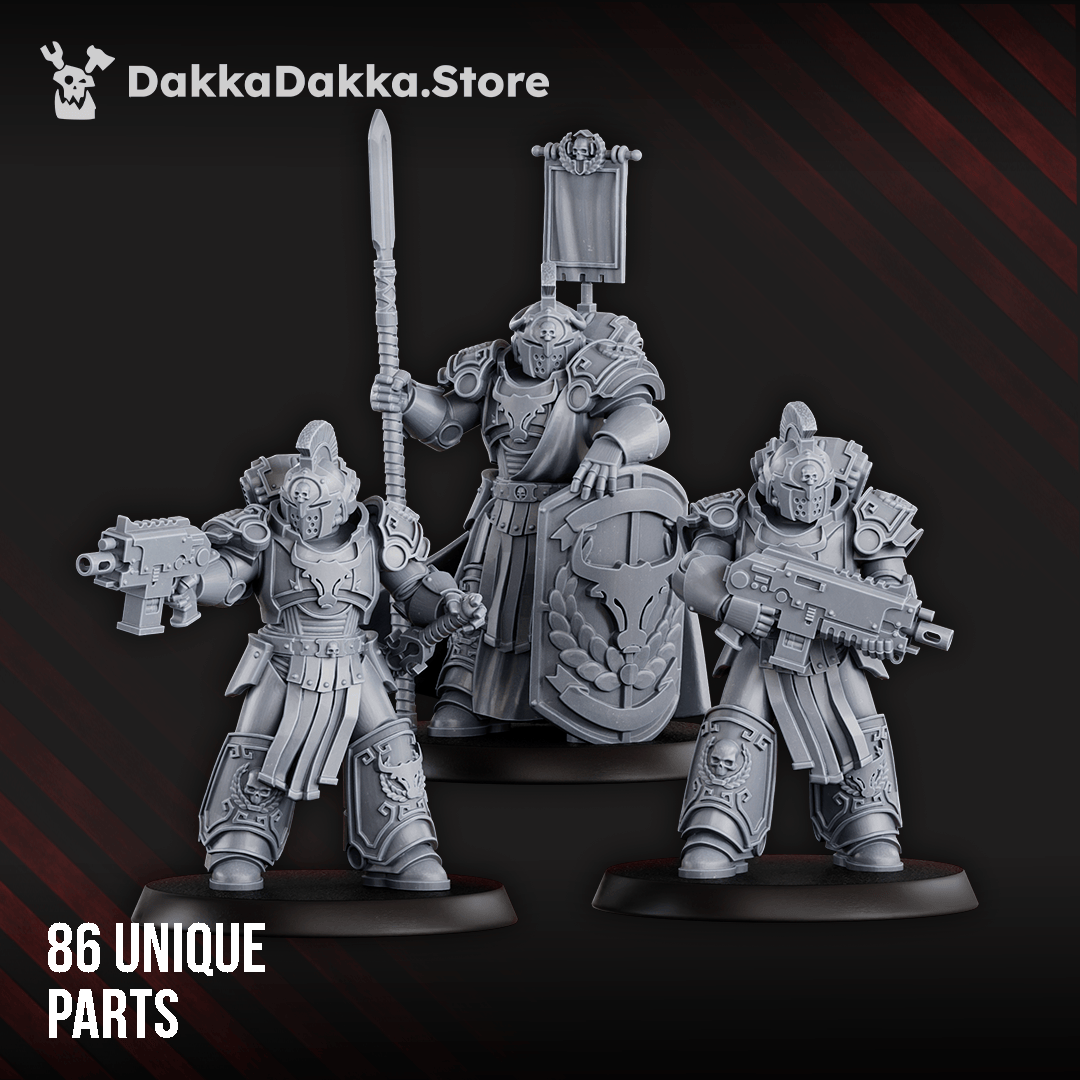 Tabletop Terrain Miniature Bullwhip Clan Warriors (build kit) - Prime Armored Battleline Squad of Space Knights