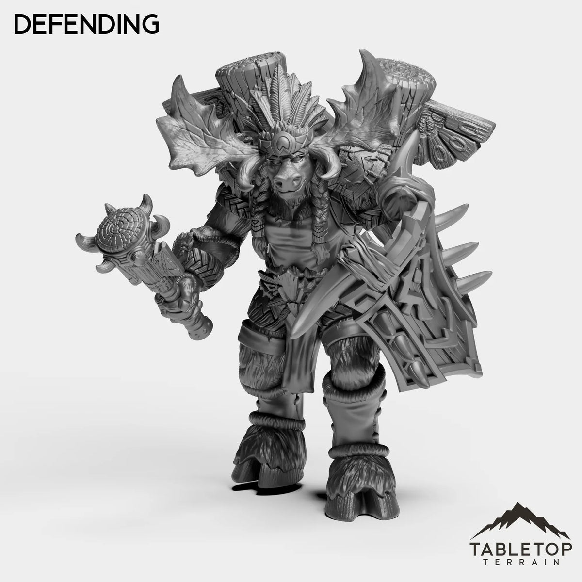 Tabletop Terrain Miniature Defending Mountain Minotaur Warrior Female