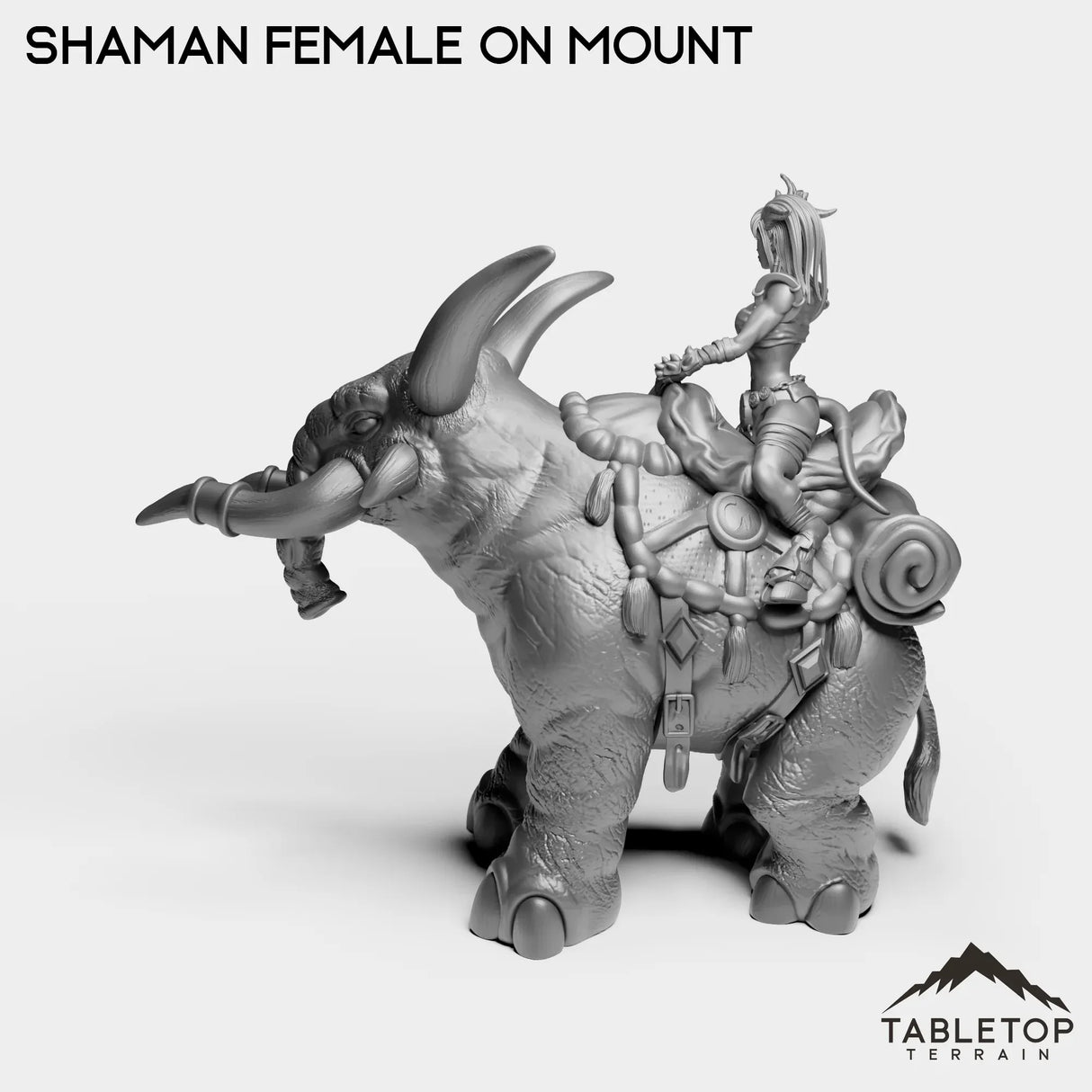 Tabletop Terrain Miniature Exiled Shaman Female on Mount