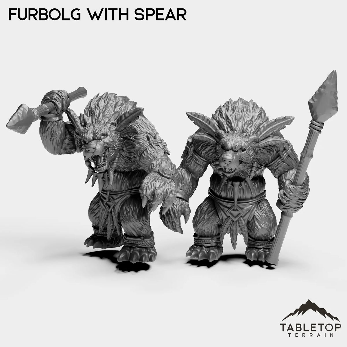 Tabletop Terrain Miniature Full Set Furbolg With Spear