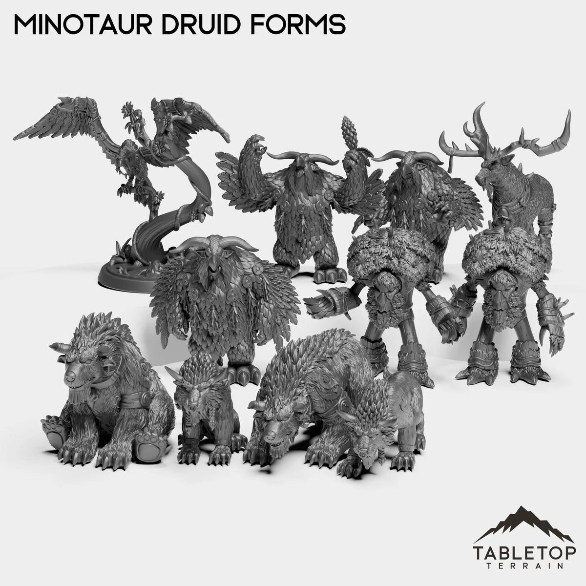 Tabletop Terrain Miniature Full Set Minotaur Druid Forms