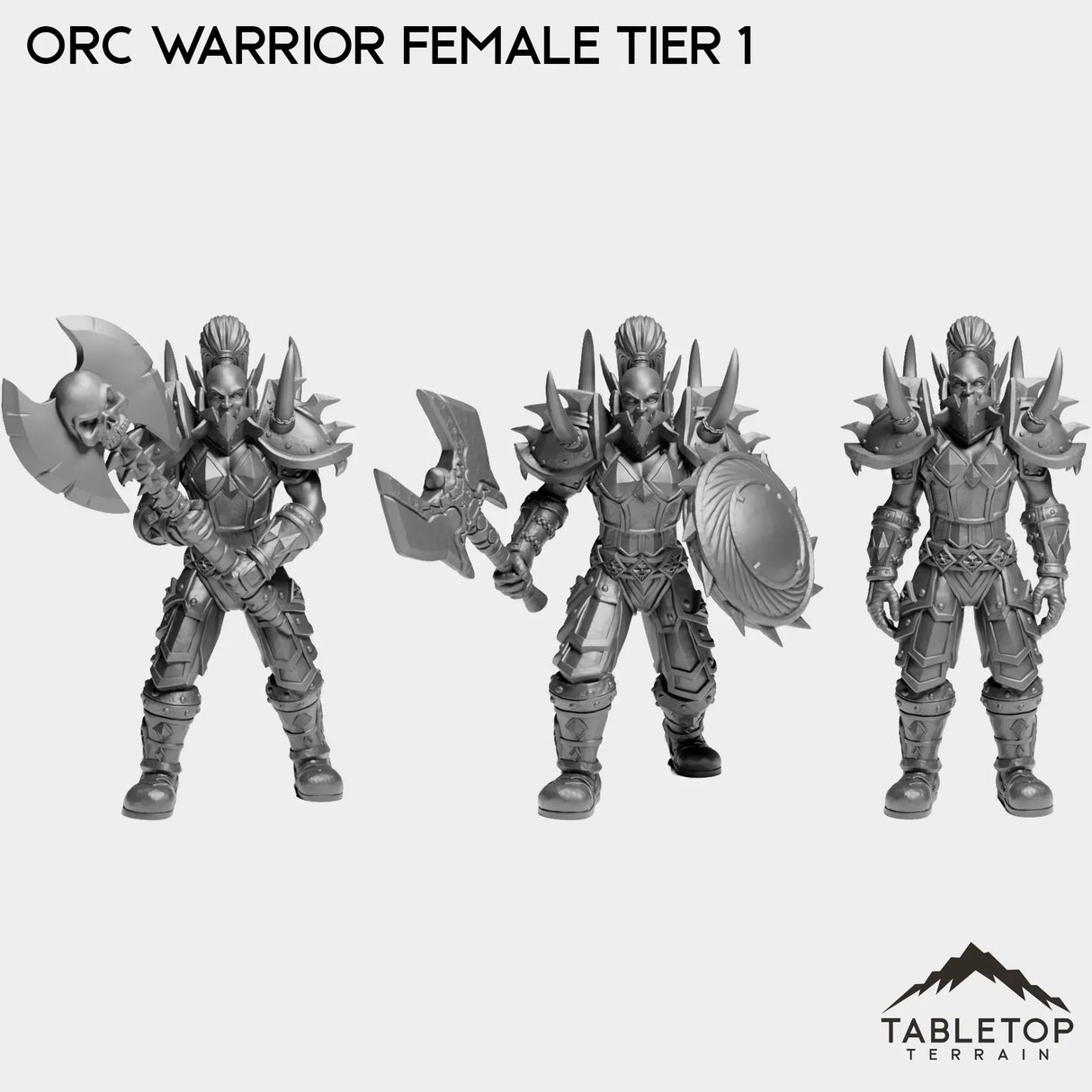 Tabletop Terrain Miniature Full Set Orc Warrior Female Tier 1
