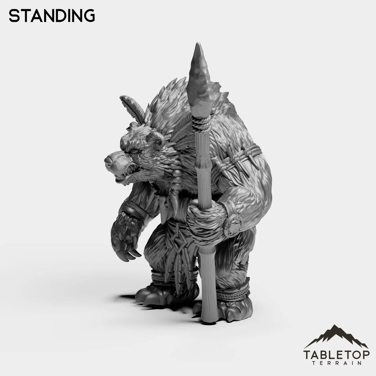 Tabletop Terrain Miniature Furbolg With Spear