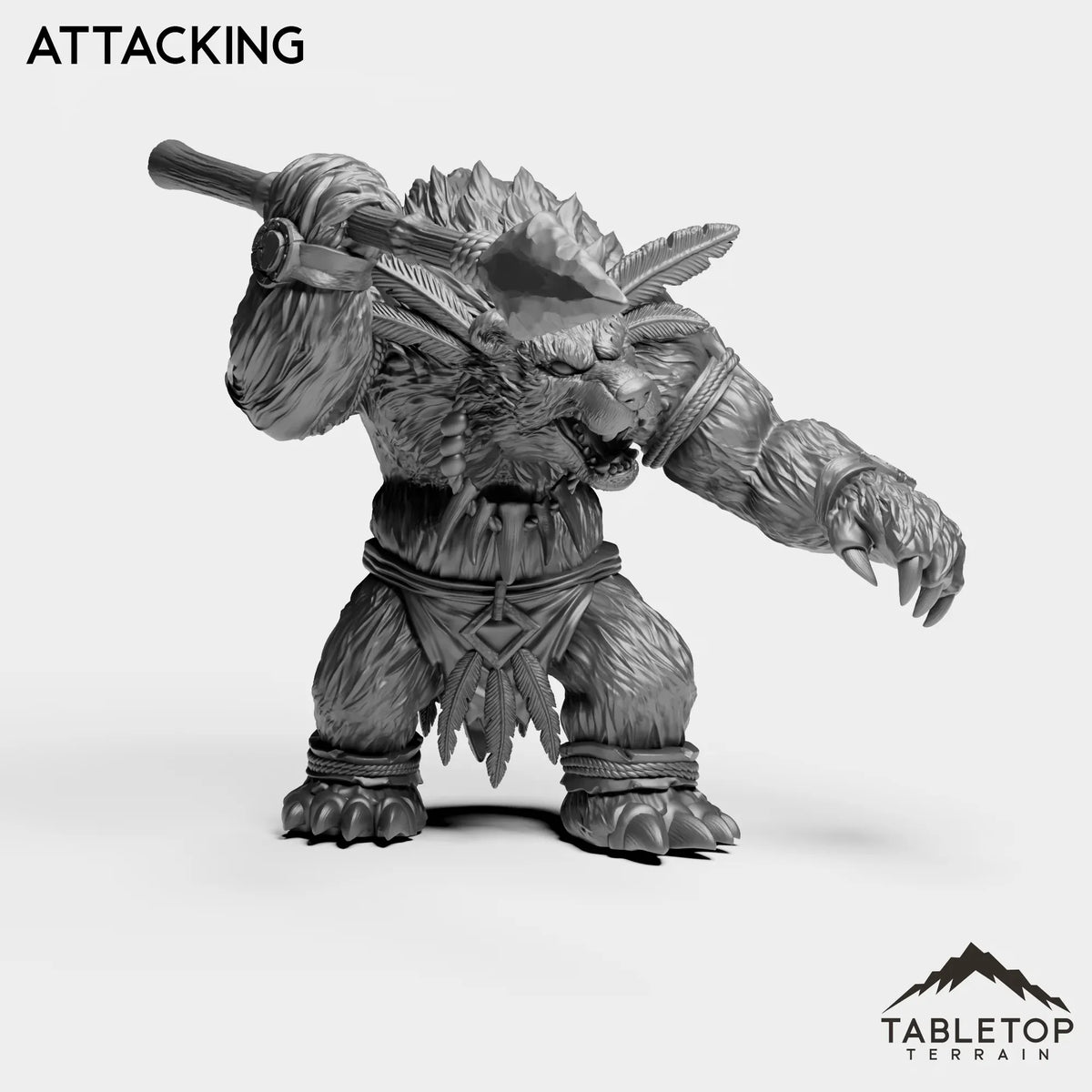 Tabletop Terrain Miniature Furbolg With Spear