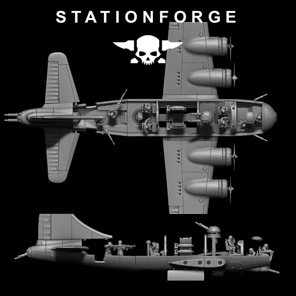 Tabletop Terrain Miniature GrimGuard Bomber with Interior