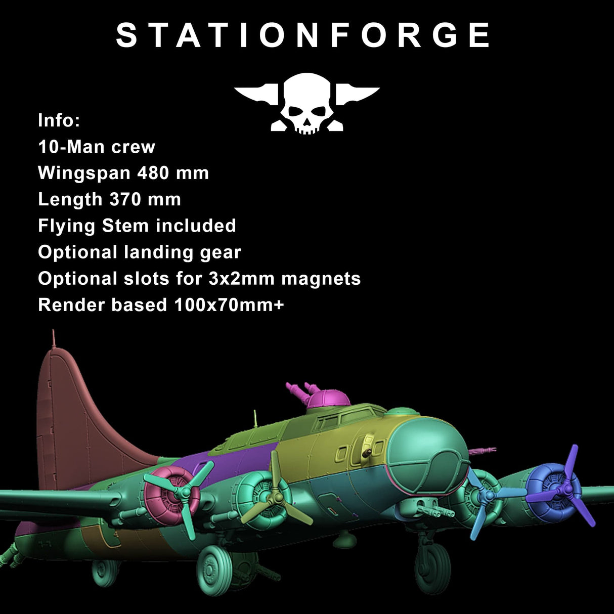 Tabletop Terrain Miniature GrimGuard Bomber with Interior