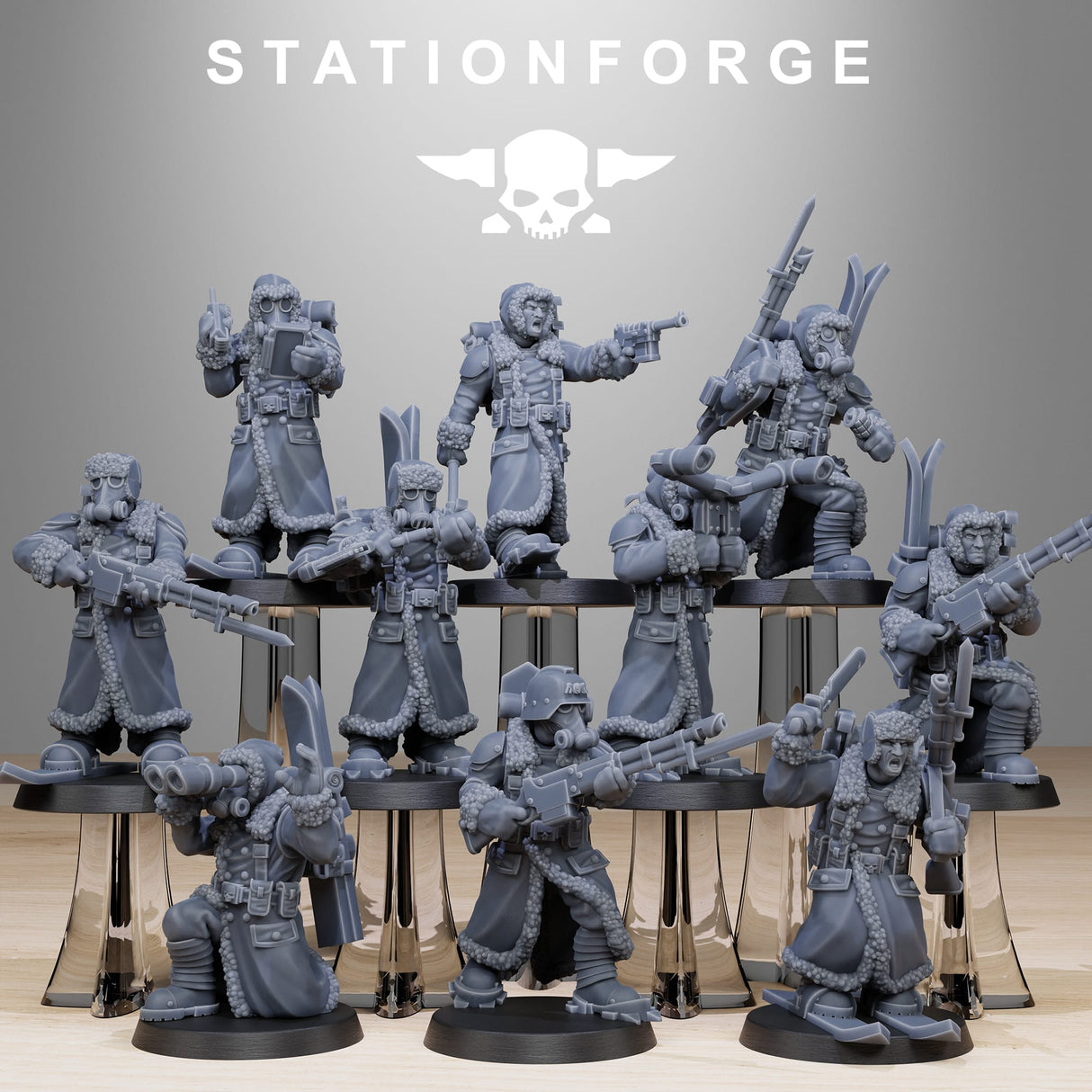 Tabletop Terrain Miniature GrimGuard Frostwatch Skiers