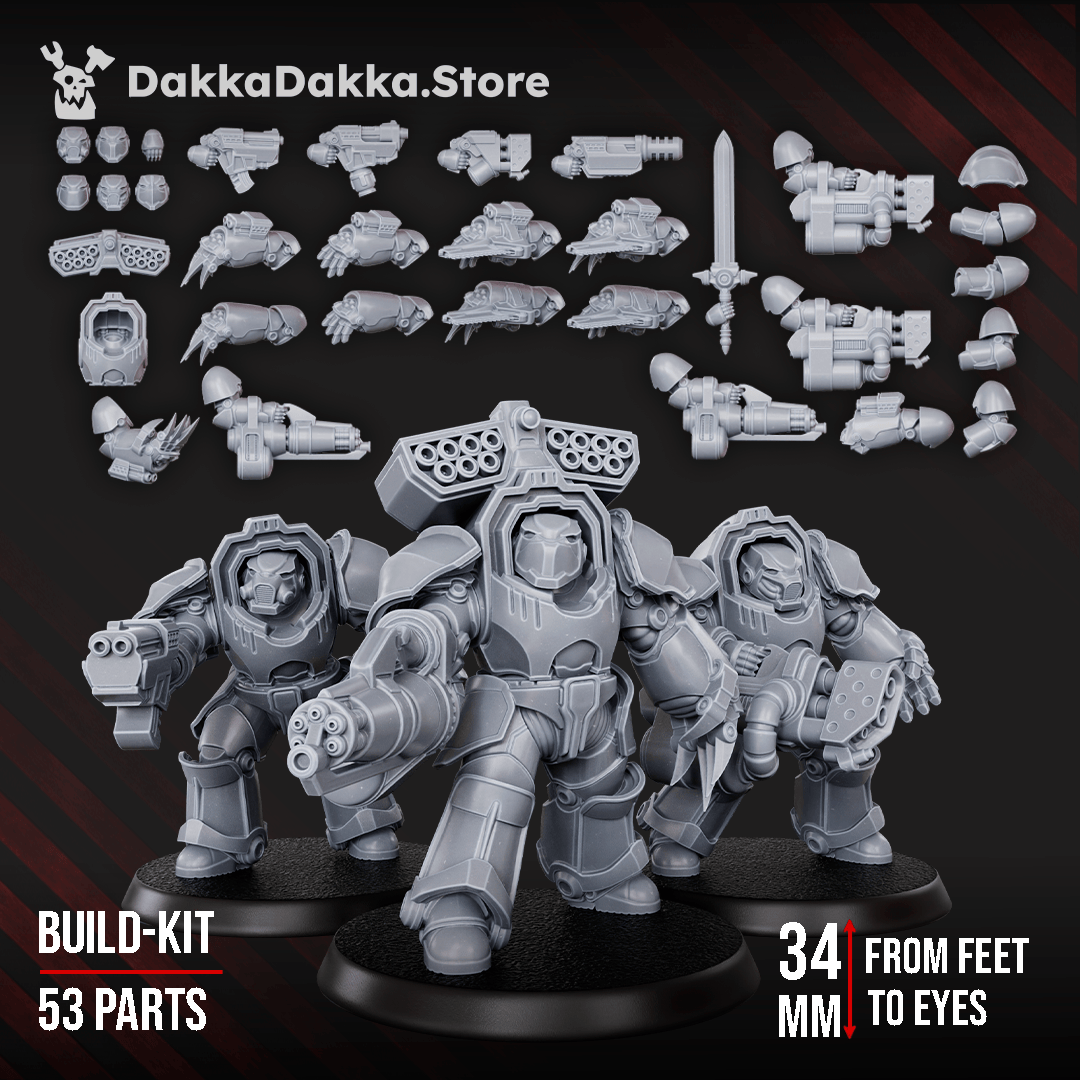 Tabletop Terrain Miniature Heavy Knights of the Great Citadel (build kit) - Destroyer Armored Space Battleline Squad of Citadel Vanguard