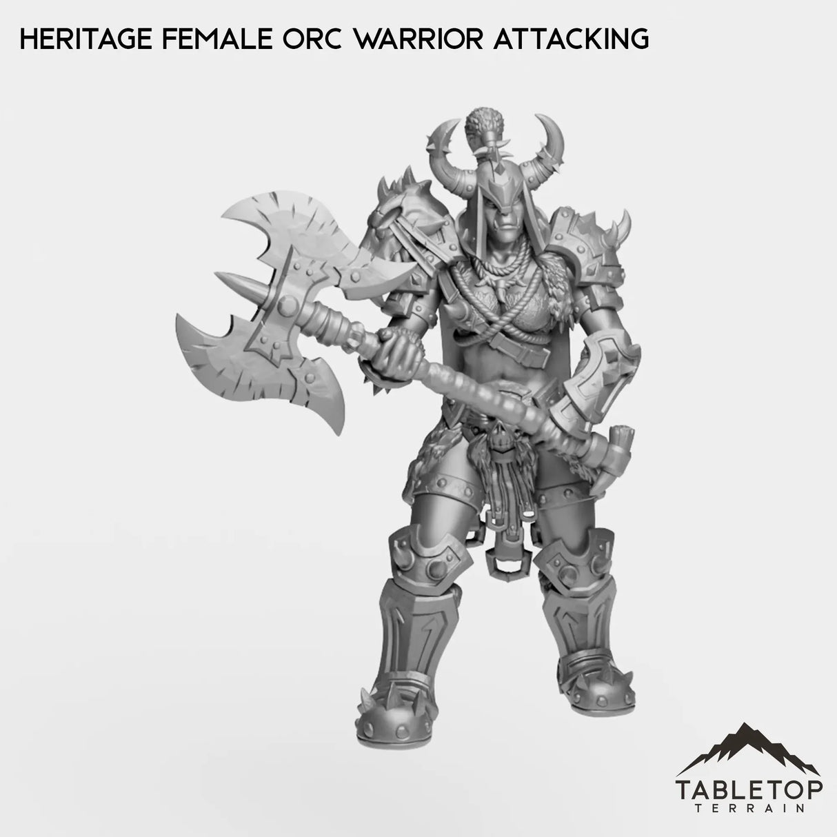 Tabletop Terrain Miniature Heritage Female Orc Warrior Attacking Heritage Female Orc Warrior