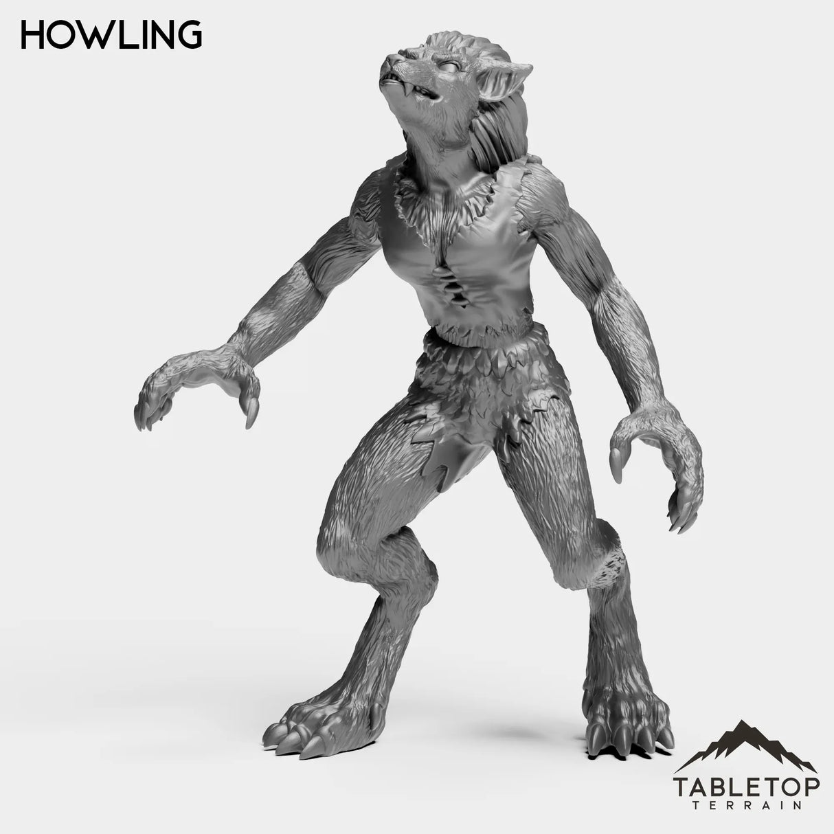 Tabletop Terrain Miniature Howling Werewolf Feral Female