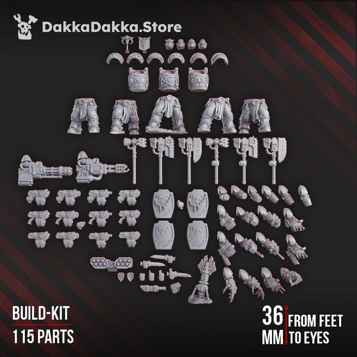 Tabletop Terrain Miniature Ignisaurus Clan Destroyers (build kit) - Armored Heavy Infantry Squad of Space Knights