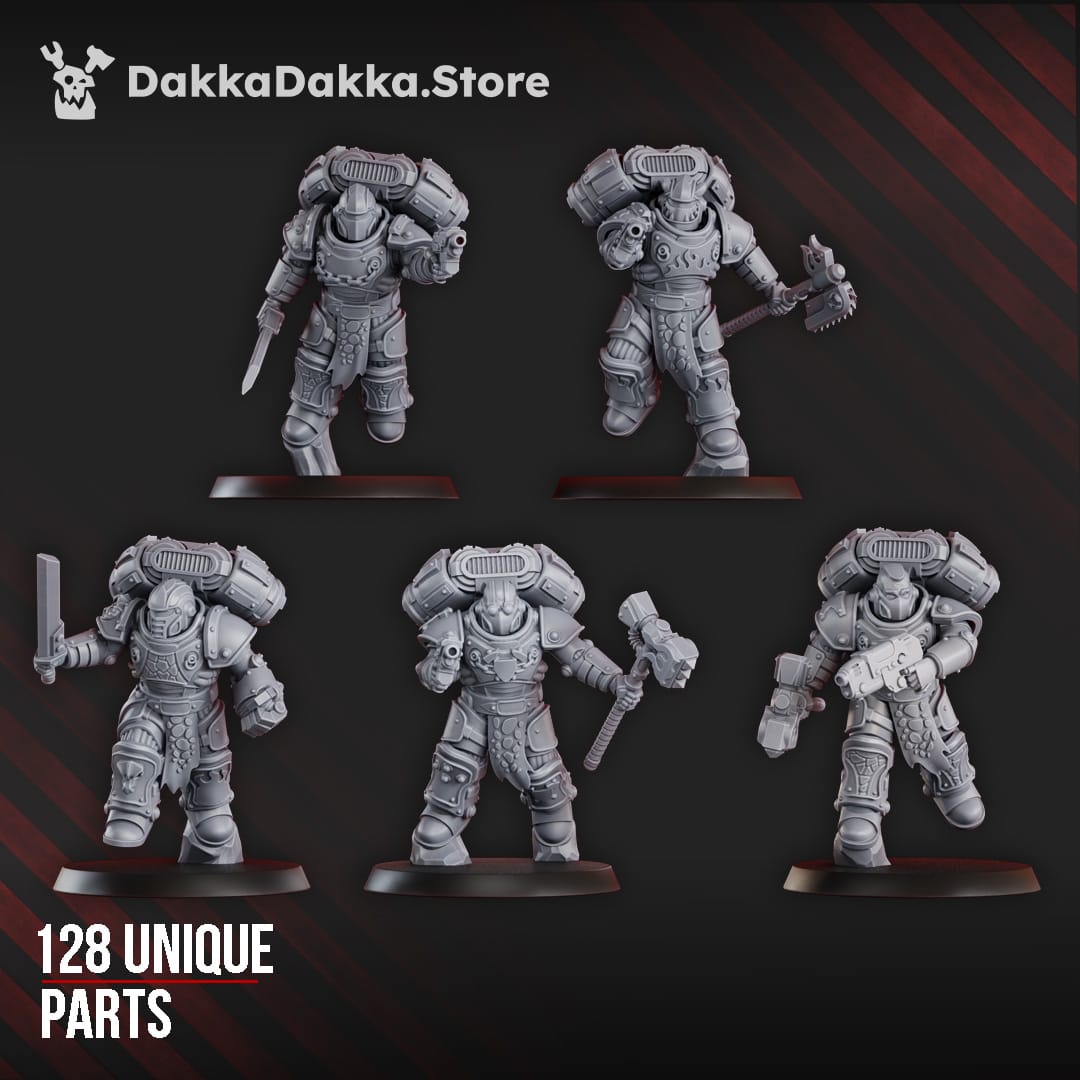 Tabletop Terrain Miniature Ignisaurus Clan Warriors (build kit) - Prime Armored Battleline Squad of Space Knights
