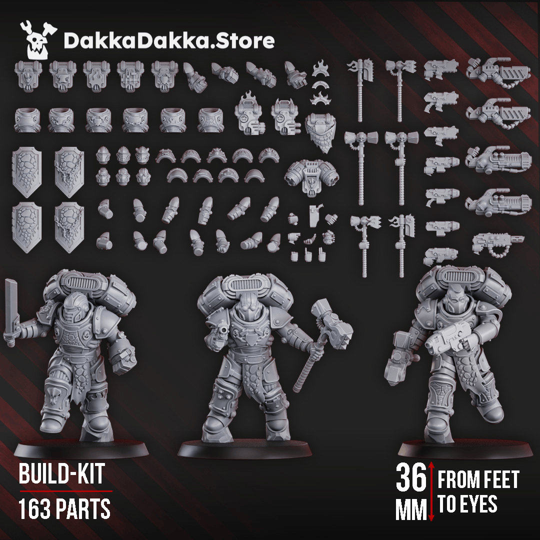 Tabletop Terrain Miniature Ignisaurus Clan Warriors (build kit) - Prime Armored Battleline Squad of Space Knights