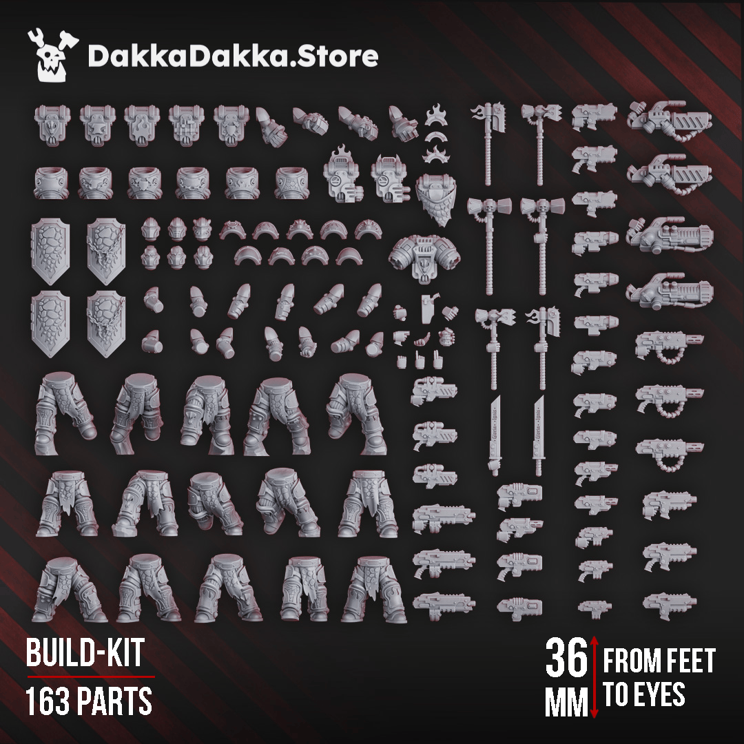 Tabletop Terrain Miniature Ignisaurus Clan Warriors (build kit) - Prime Armored Battleline Squad of Space Knights